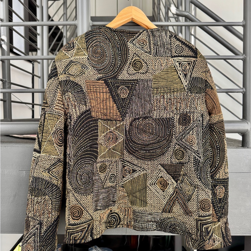 Vintage Geometric Patterned Quilted Jacket - Picture 4 of 8